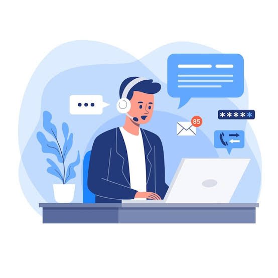 Customer support representative illustration for Ophtechnics Contact Us page